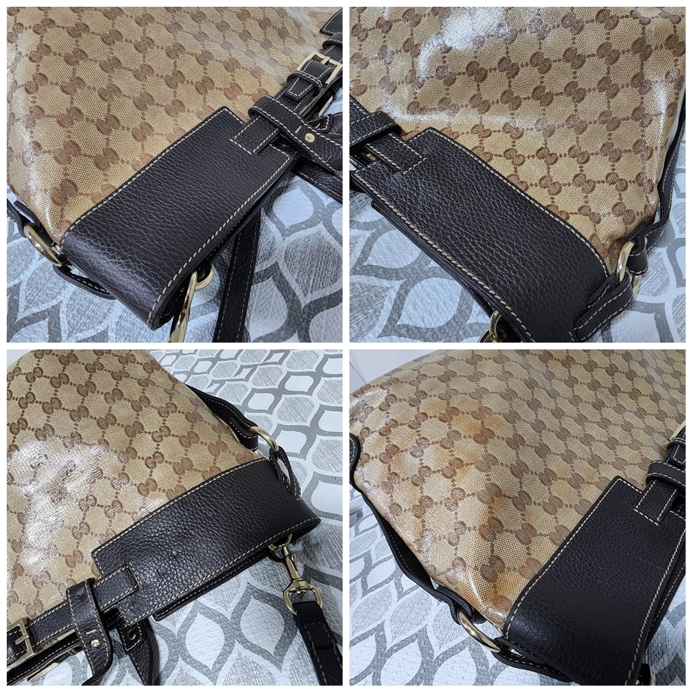 Gucci GG Canvas/Leather Belt Tote Bag Brown/Beige - Picture 12 of 15